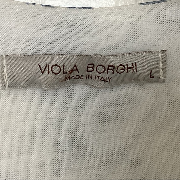 Viola Borghi Italy Blue Floral Silk Blouse with Bell Sleeves Sz L - Picture 9 of 9